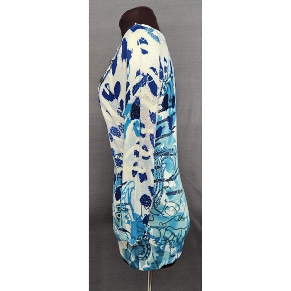 Motive FLATTERING Long Cut V-Neck Sweater Sz L Embellished Bit of Bling NICE TOP - Picture 5 of 14